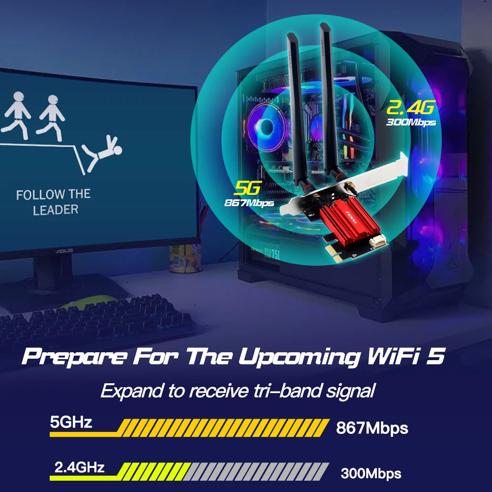 FENVI AC1200 Dual-Band WiFi PCIe Card with Bluetooth 4.0