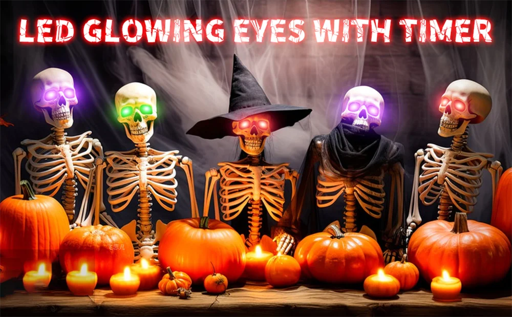 Halloween LED Glowing Eyes with Auto Timer – 2pc Light-Up DIY Eyes for Masks, Pumpkins, Skulls & Outdoor Props