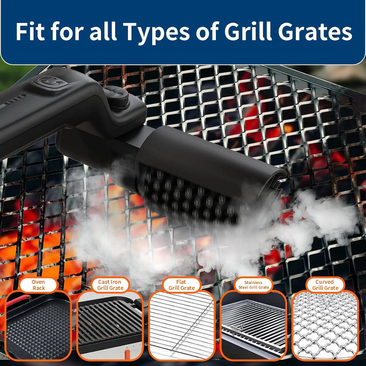 Electric Grill Scrubber Brush – 4000mAh Rechargeable, 3-Speed Rotating Cleaning Head