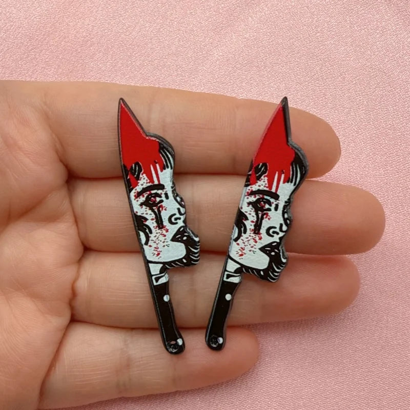 12pcs Acrylic Halloween Sword & Knife Charm Set – DIY Earrings, Necklace & Keychain Pendants