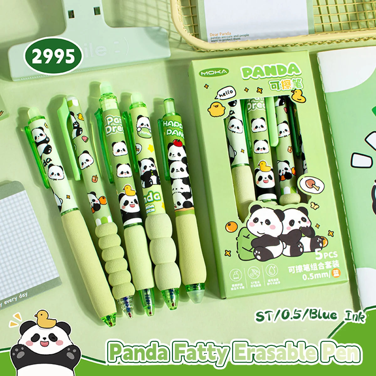 Capybara Erasable Refillable Gel Pens – Smudge-Free 0.5mm Cute Animal Stationery for Students & Office (5- or 6-Pack)