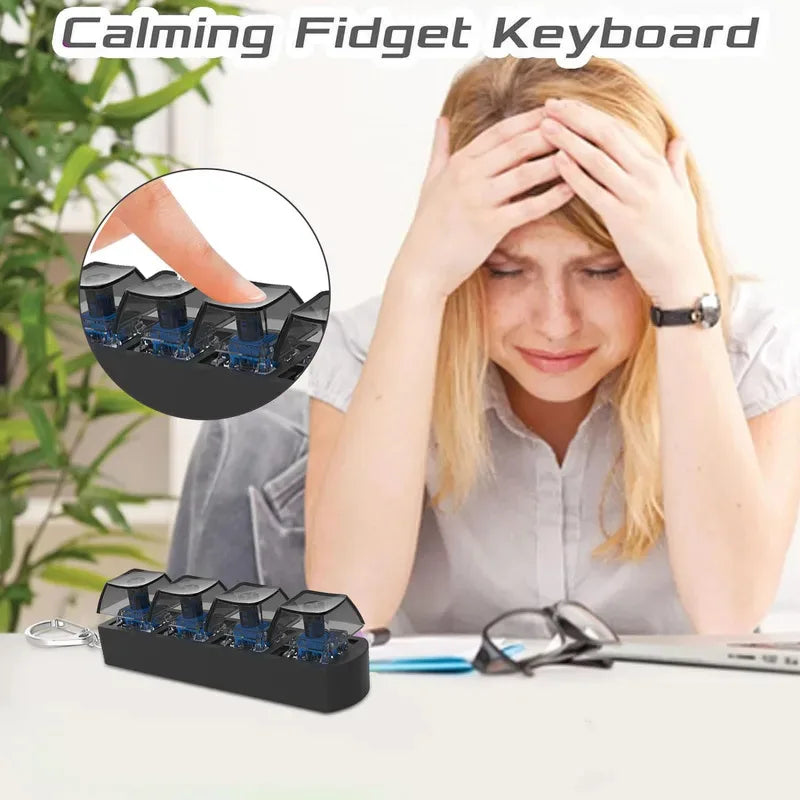 4Keys Finger Button Anti-stress Toys Mechanical Keyboard Keycaps Office Decompression Calming Keychain Gifts for Children Adu
