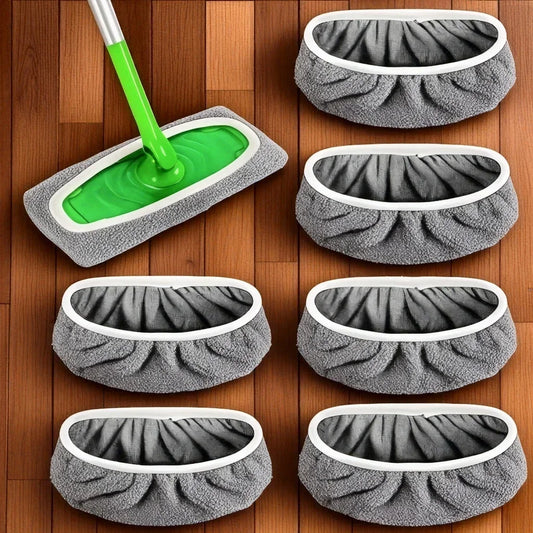 4 Reusable Mop Pads with High Water Absorption and Ultra-fine Fiber Cleaning Pads That Can Firmly Adhere To Most Standard Mop