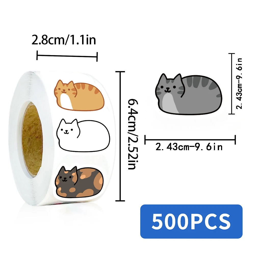 500pcs Kawaii Cartoon Cat Stickers – Waterproof Vinyl Stickers for Laptop, Skateboard, Phone, Luggage & Scrapbooking (Single 