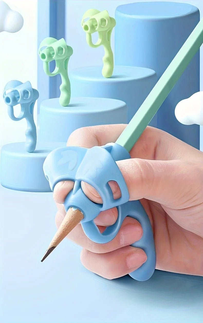 Pen Grip Corrector Set – 4pcs Soft Rubber Writing Posture Aid for Kids & Adults, Handwriting Correction Tool (Mixed Colours)