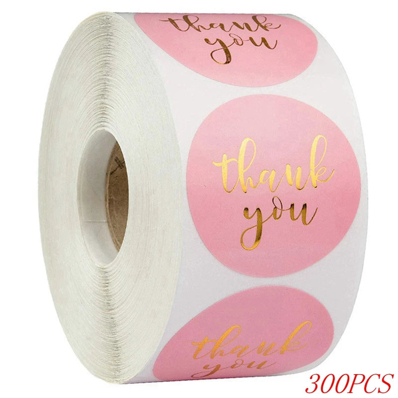 "Thank You" Round Stickers – 1 inch Envelope Seal Labels for Packaging, Weddings, Party Favours & Handmade Gifts (50–500pcs, Multiple Designs)