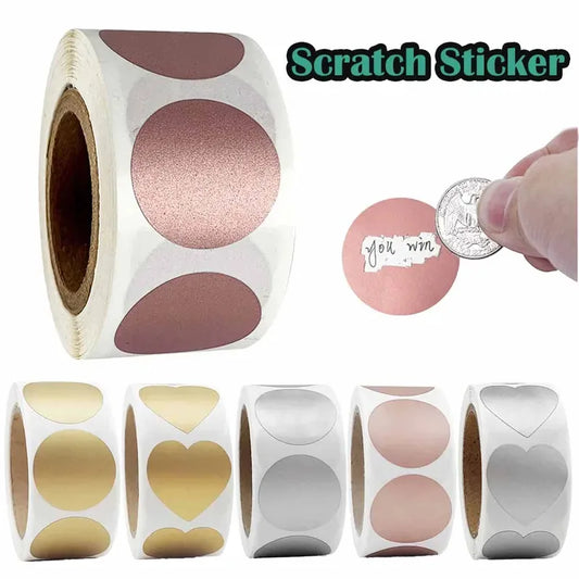 DIY Scratch-Off Sticker Labels – Self-Adhesive Round Foil Seals for Lottery Tickets, Gift Packaging & Prize Reveals (Gold or 