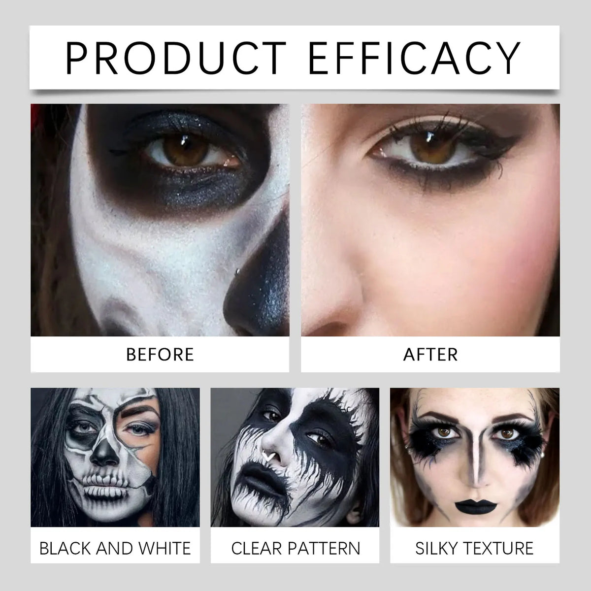 Halloween Black & White Face & Body Paint Kit – Waterproof Full-Coverage Clown & Joker Makeup Set