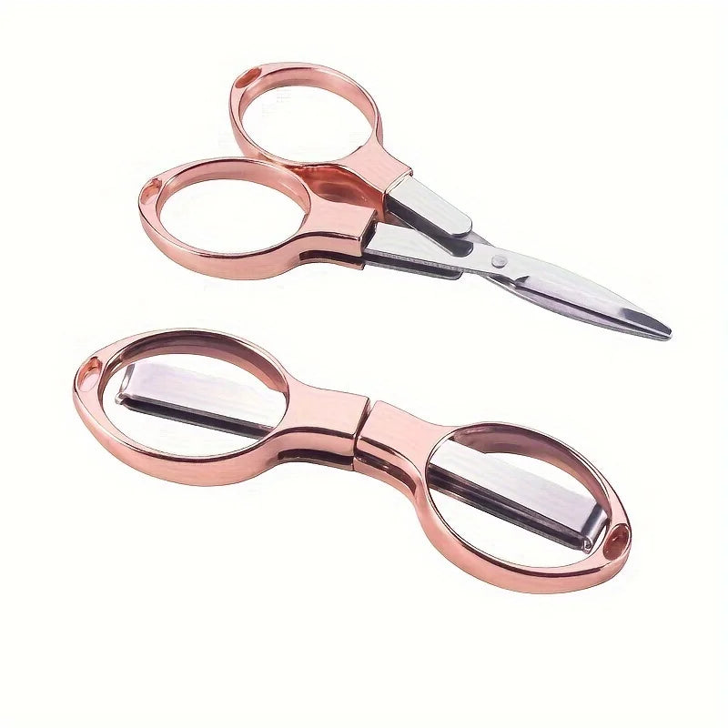 Folding Retractable Stainless Steel Scissors – Portable Travel & Everyday Craft Scissors in Rose Gold, Silver, Gold or Black
