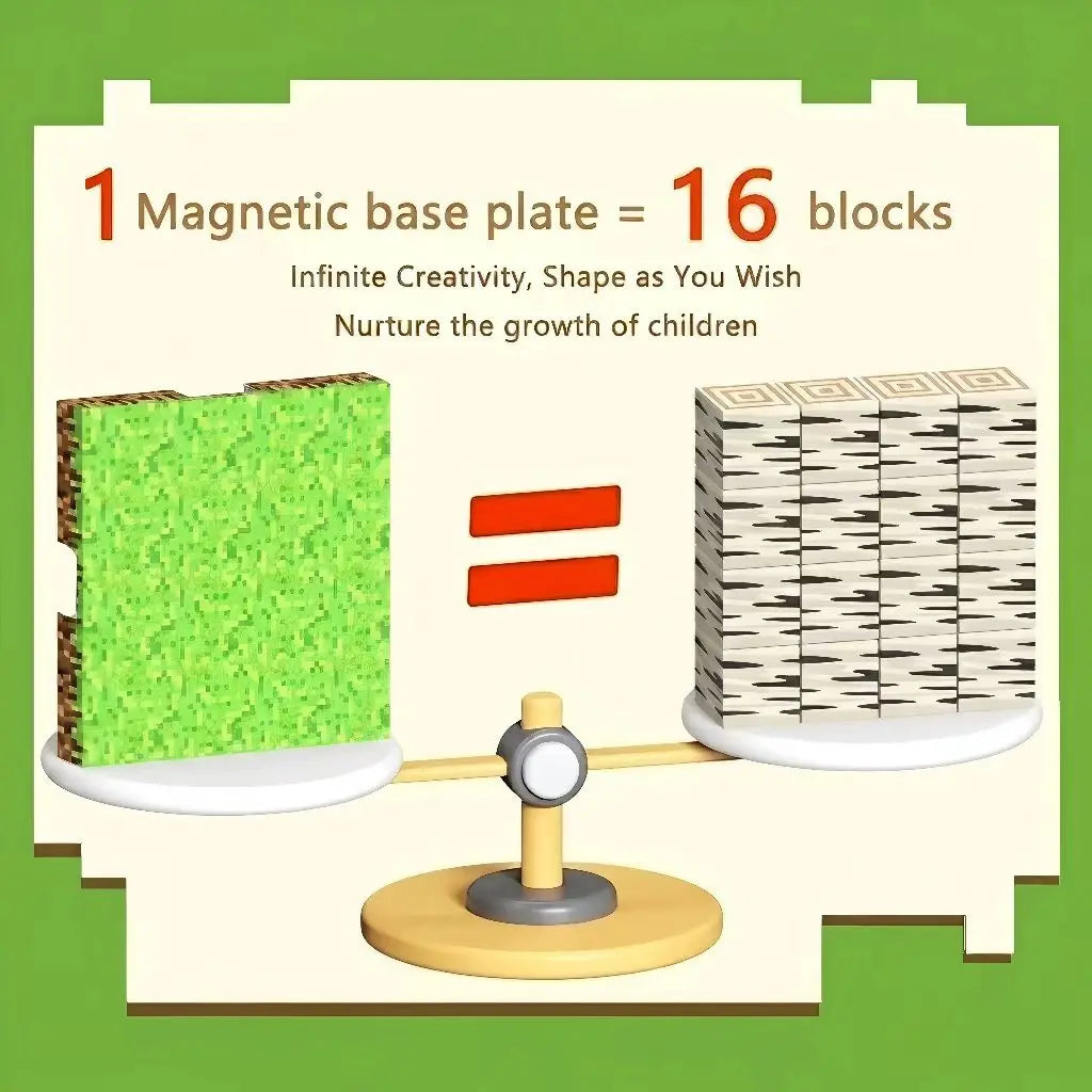 Magnetic Interlocking Base Plates for Pixel Blocks – 6 Scene Styles, 1pc or 5pc Sets