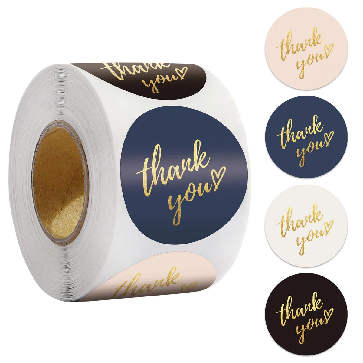 Sheet of 1-inch round 'Thank You' stickers showing one design on a white background.