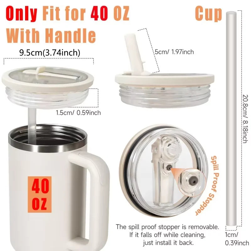 Replacement Lid & Straw Set for Stanley Quencher Tumbler