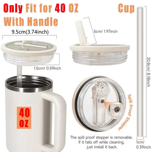 Replacement Lid & Straw Set for Stanley Quencher Tumbler
