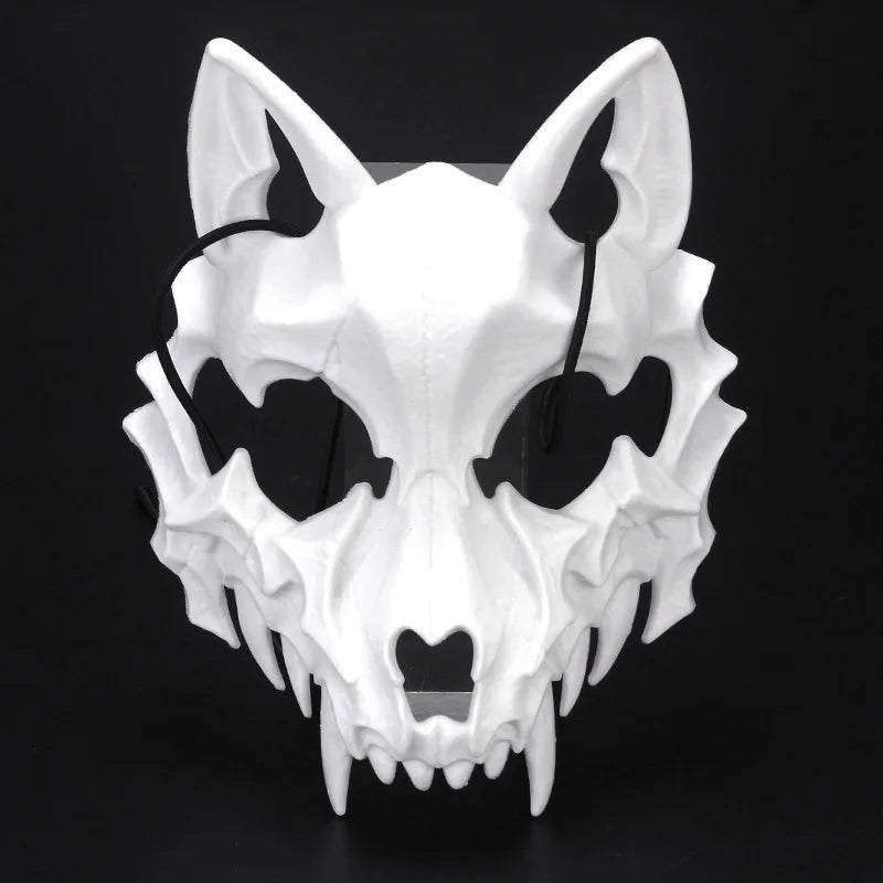 Japanese Half-Face Resin Mask – Dragon God, Tiger, Tengu, Wolf & Skull Styles for Halloween & Cosplay