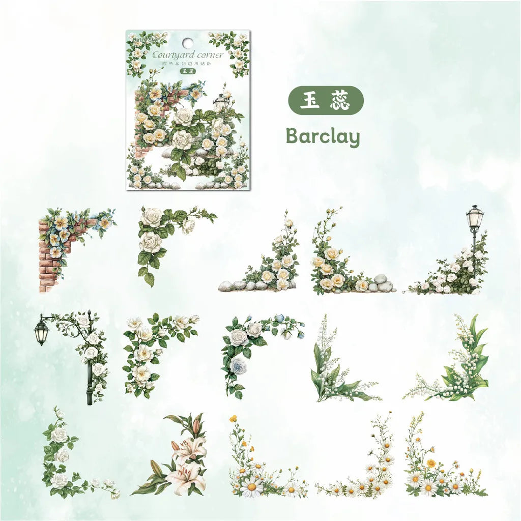 Flower Corner PET Stickers – 30pcs Decorative Floral Sticker Pack for Diary, Scrapbooking, Junk Journal & Album Decoration (6