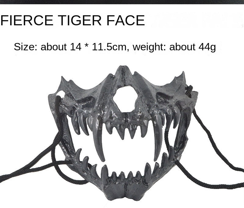 Japanese Half-Face Resin Mask – Dragon God, Tiger, Tengu, Wolf & Skull Styles for Halloween & Cosplay