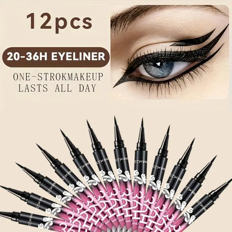 12 PCS Hot Make Up Ultimate Black Liquid Eyeliner Long-lasting Waterproof Eye Liner Pencil Pen Nice Makeup Cosmetic Beauty To