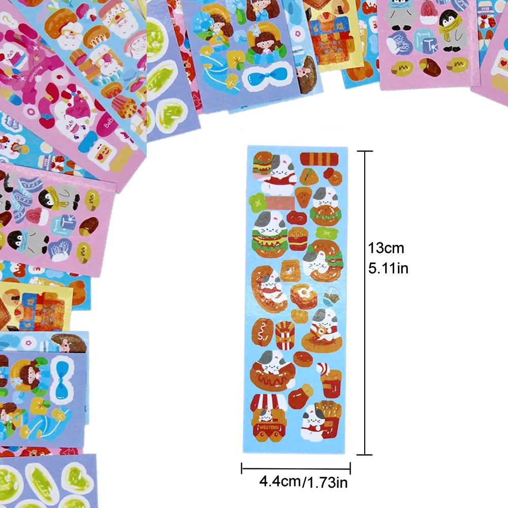 Korean Aesthetic Laser Cartoon Stickers – Cute Holographic Diary & Scrapbooking Stickers, Waterproof & Reusable (20, 60, 100 or 200pcs)