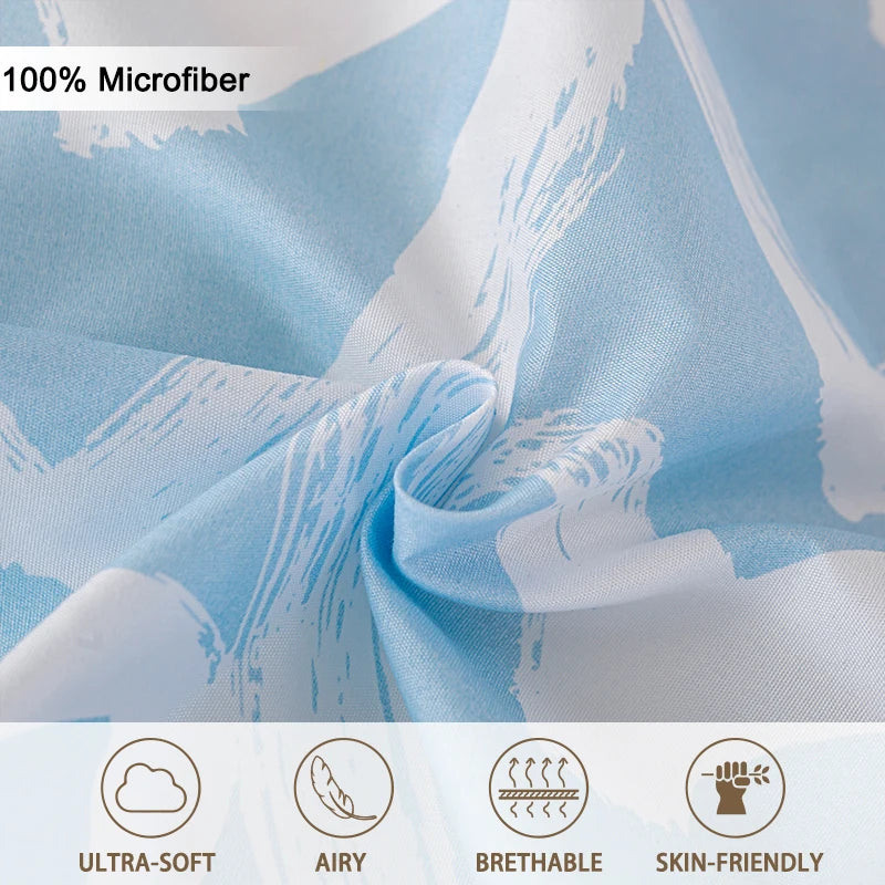 3pcs/set Heart Print Duvet Cover Set - Blue & Gray(1 Duvet Cover & 2 Pillowcase?Soft And Skin-Friendly Duvet Cover Bedding Se
