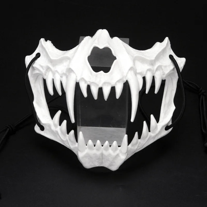 Japanese Half-Face Resin Mask – Dragon God, Tiger, Tengu, Wolf & Skull Styles for Halloween & Cosplay