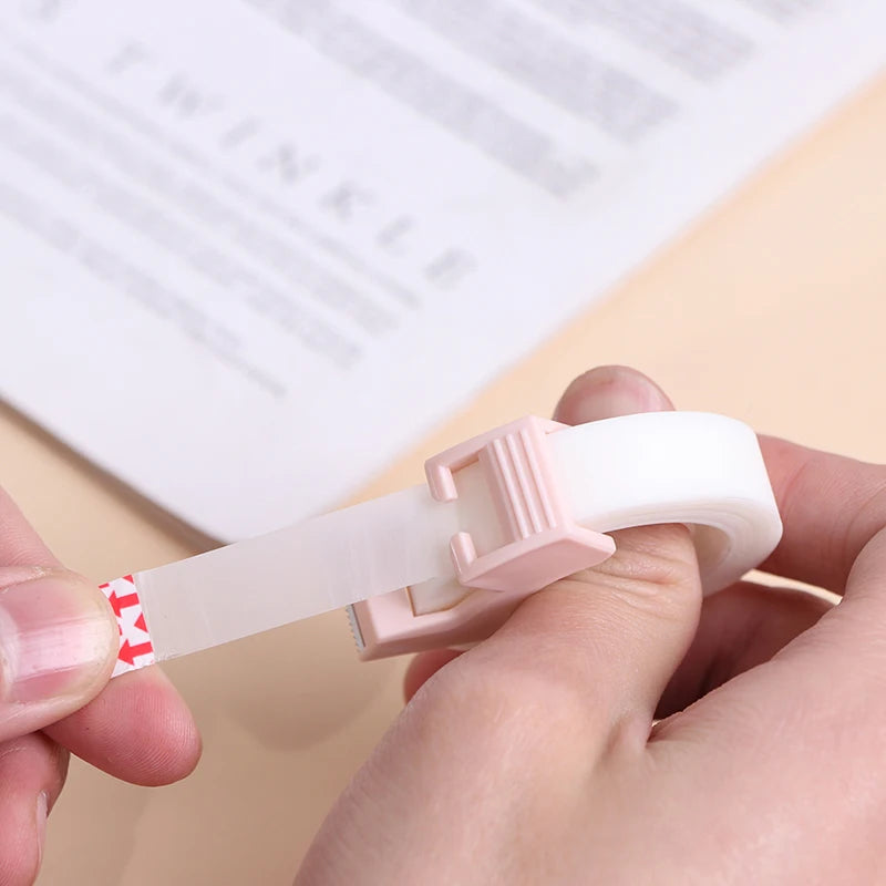 Plastic Correction Tape Dispenser with Built-In Cutter – Writable Invisible Adhesive Tape for School, Office & Stationery (Co