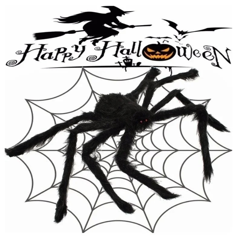 Giant Poseable Plush Spider – Halloween Decoration & Prank Prop for Indoor & Outdoor Haunted House (8 Sizes: 30cm–200cm)
