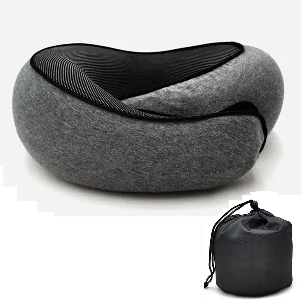 Travel Neck Pillow Memory Foam U-shaped Pillow Snail Style Travel Neck Support Portable Adjustable Soft Noon Break Sleep Pill