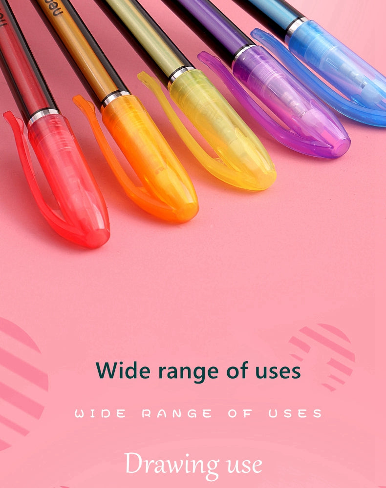 Kissbuty Glitter, Metallic, Pastel & Highlighter Gel Pens – 1.0mm Coloring Pens with Refills for Journaling, Art & Adult Colouring Books (12pcs)
