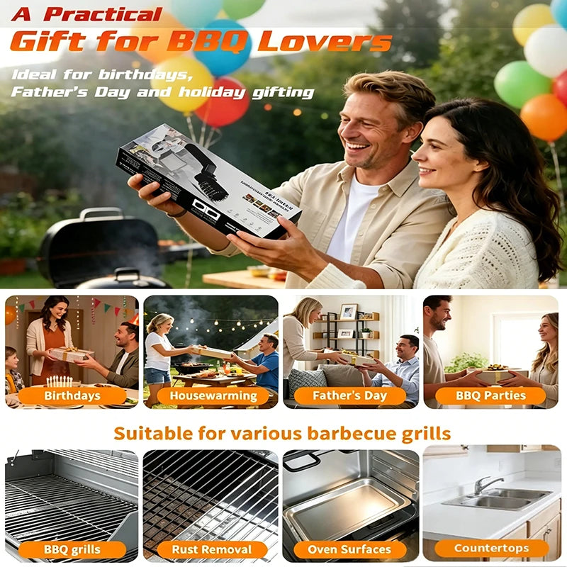 Electric Grill Scrubber Brush – 4000mAh Rechargeable, 3-Speed Rotating Cleaning Head