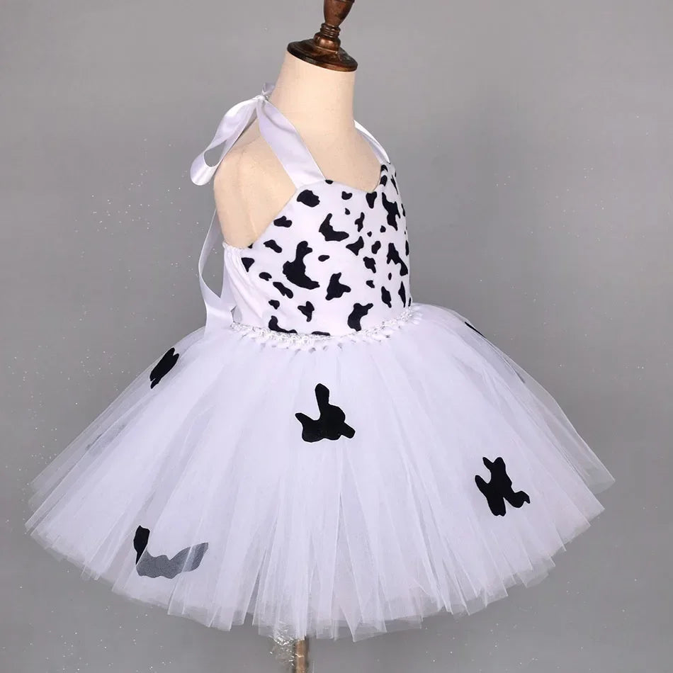 Girls’ Animal Print Tutu Costume Dress – Forest Theme Halloween Cosplay & Dance Performance Set for Kids