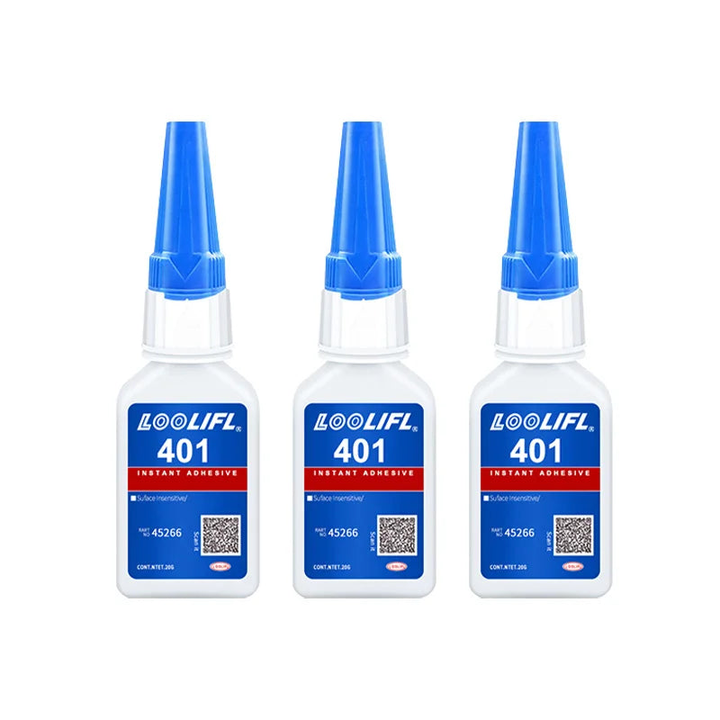LOOLIFL 401 Super Cyanoacrylate Glue – Waterproof Medium CA Glue for Wood, Metal, Plastic, Ceramic & More (10ml or 20ml, Single or Multi-Packs)