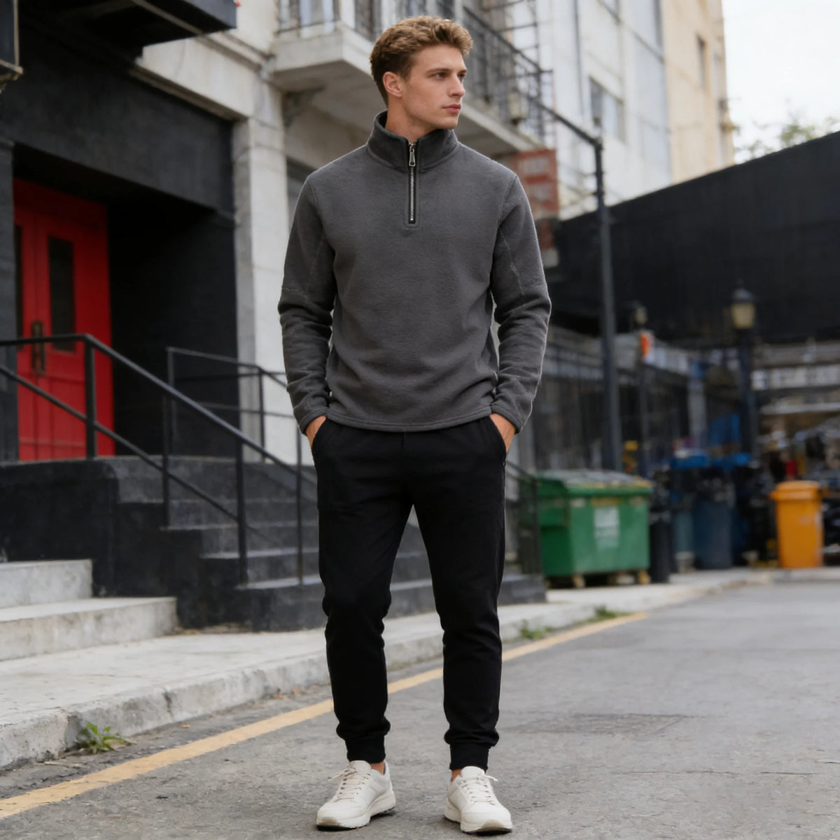 Men's Hoodies Sweatshirts Thicken Warm Fleece Tracksuit for Men Zipper Neck Pullover Men's Winter Clothing Soft Shell Men Hoo