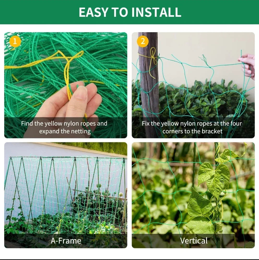 Plant Trellis Pergolas, Heavy-Duty Polyester Grow Net, Garden Trellis Netting With Square Mesh For Climbing Plants, Vegetable