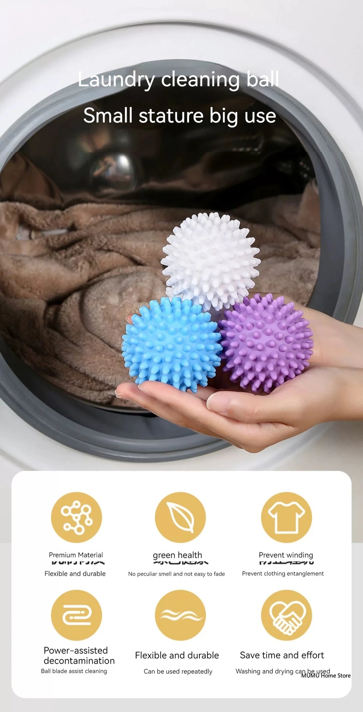 Reusable Laundry Balls for Washing Machine Anti-Winding Magic Balls Drying Cleaning Washing Machine Balls Cleaning Supplies