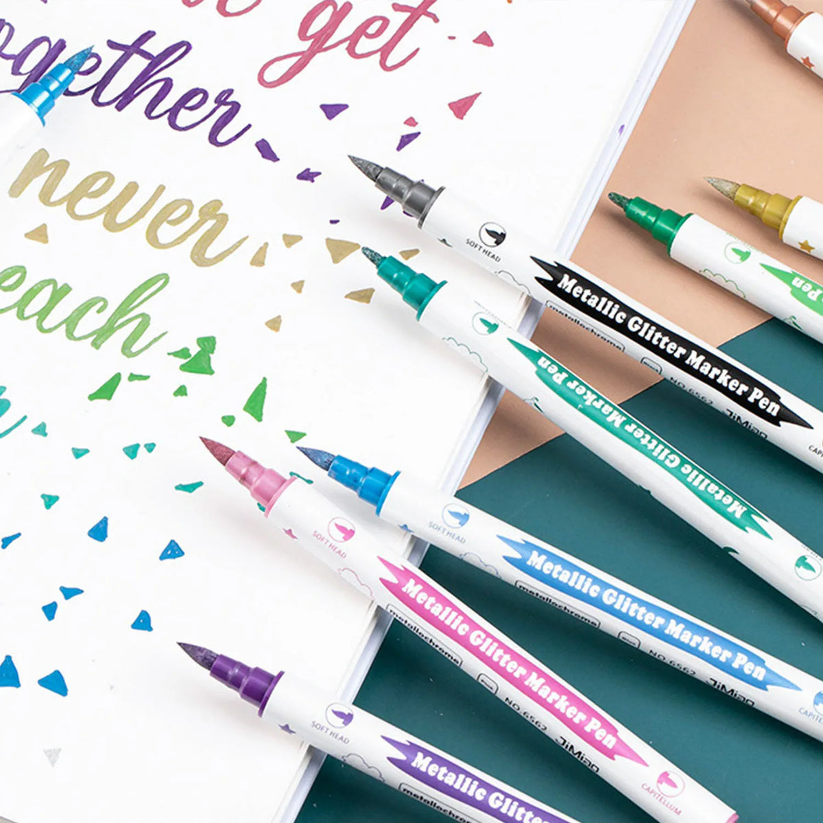 Dual-Nib Metallic Art Markers – 10-Colour Set with Fine & Brush Tips for Scrapbooking, Card Making & DIY Crafts