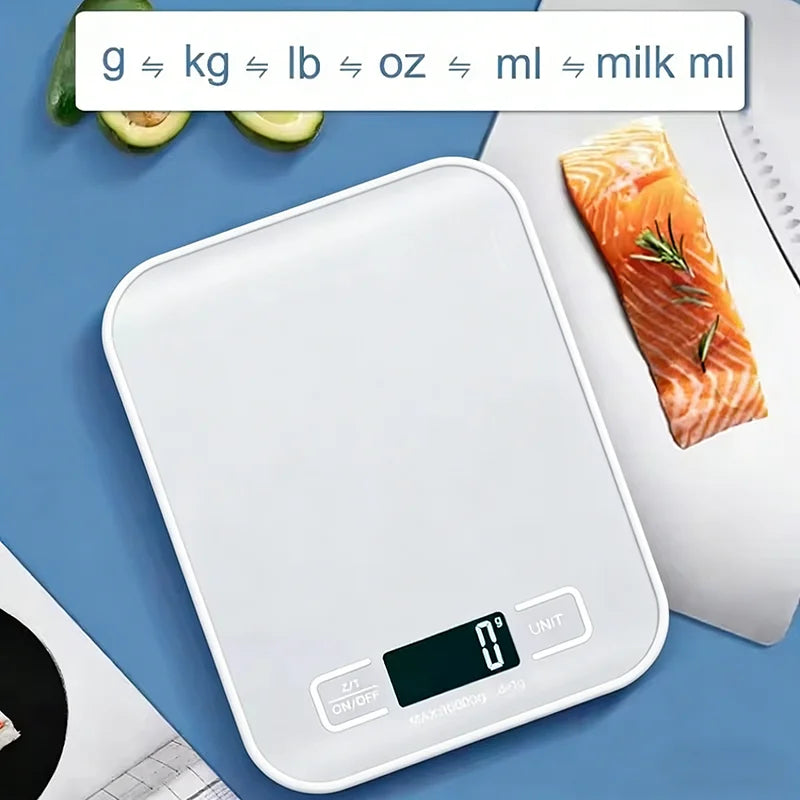 Digital Kitchen Scale 10/5kg-1g LED Display Stainless Steel Panel Electronic Scales for Home Food Snacks Weighing Baking Tool