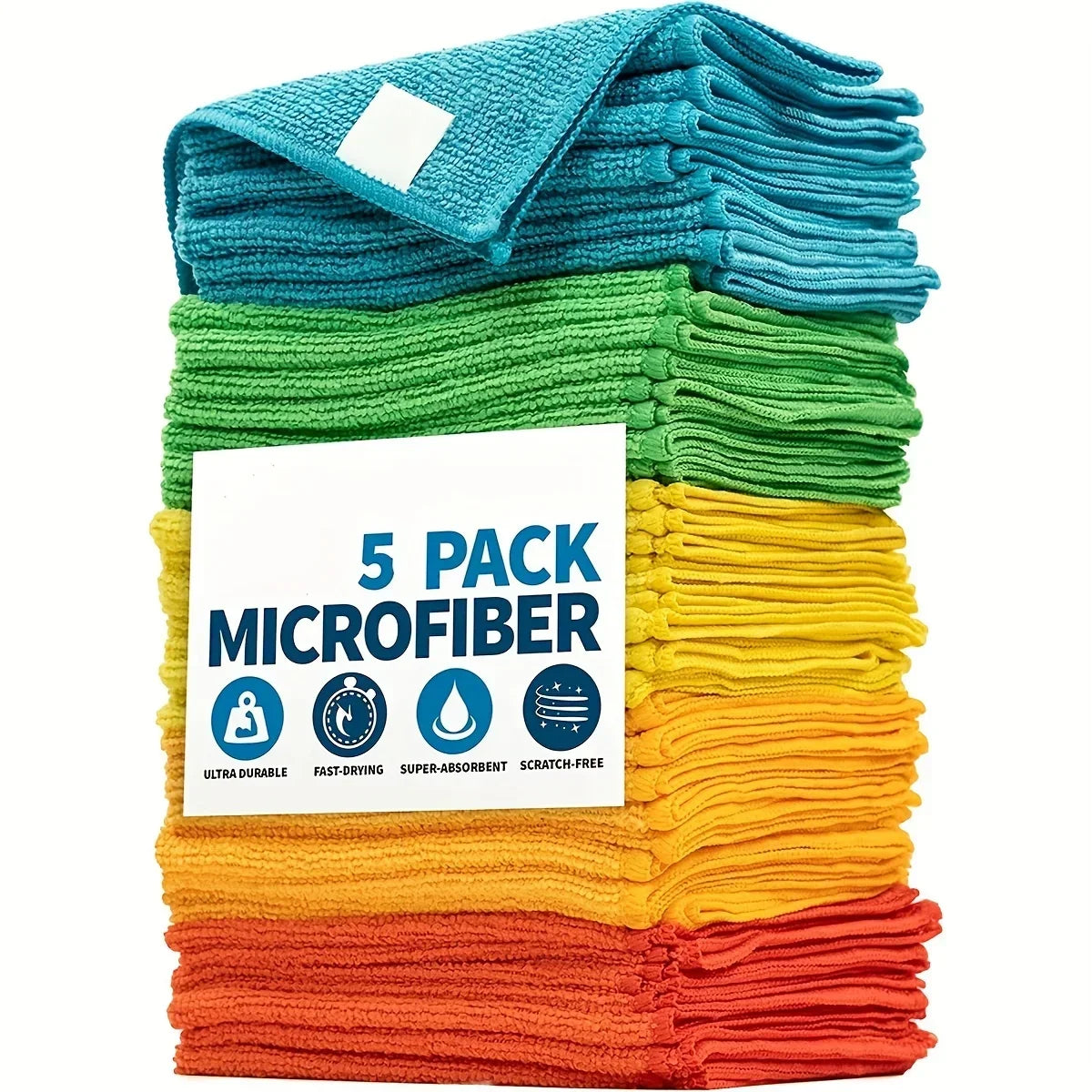 5/10/20/50pcs Microfiber Cleaning Cloth, Dishwashing Cloth Household Rag Kitchen Bathroom Cleaning Towel Durable Absorbent To