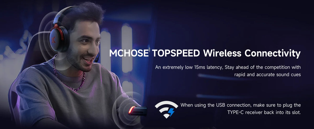 MCHOSE V9 Pro Wireless Gaming Headset 7.1Surround Sound Headphones Noise Canceling Mic Low Latency Lightweight for PS5 PC SWI