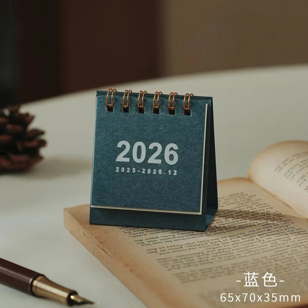 2026 Mini Spiral-Bound Desk Calendar – Simple Decorative Desktop Calendar for Home, Office & Stationery (6 Colours)