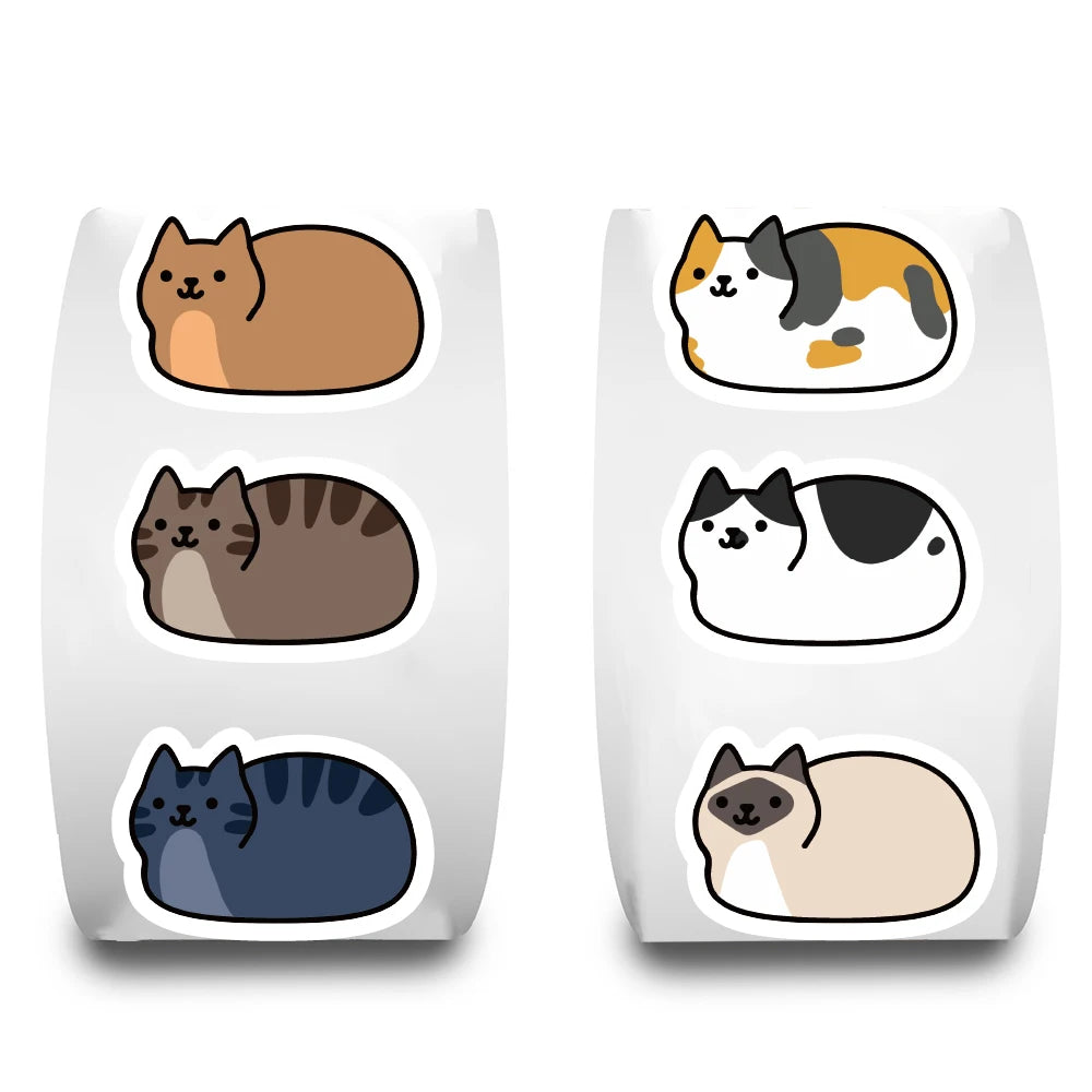 500pcs Kawaii Cartoon Cat Stickers – Waterproof Vinyl Stickers for Laptop, Skateboard, Phone, Luggage & Scrapbooking (Single 