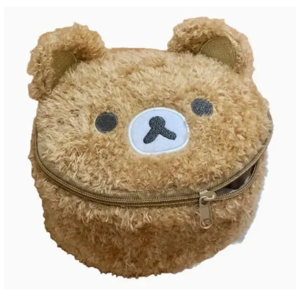 Anime Relaxed Bear Makeup Bag – Cute Plush Cosmetic & Jewelry Organizer Pouch for Women & Girls