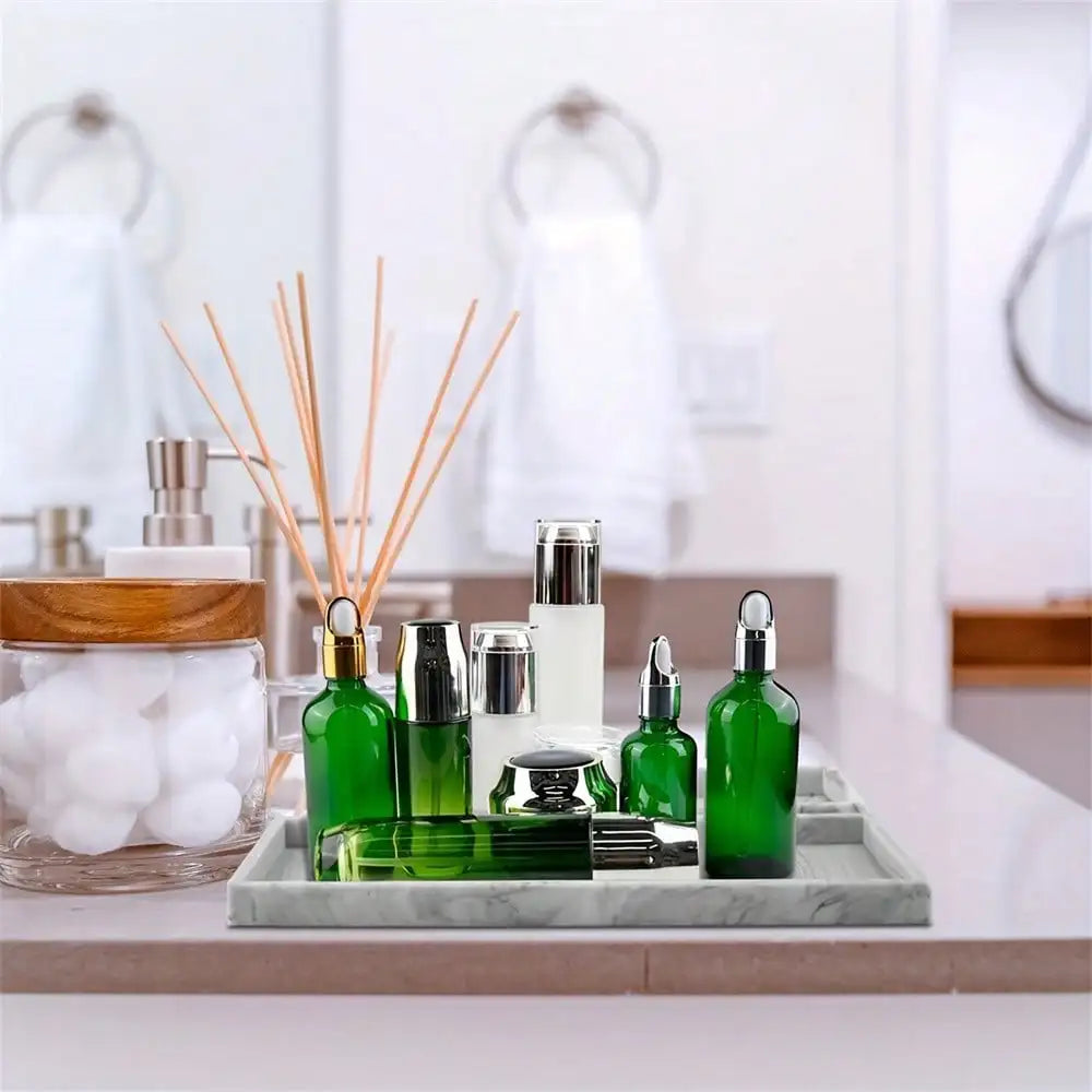 Silicone jewelry tray on a dressing table, alternate angle.