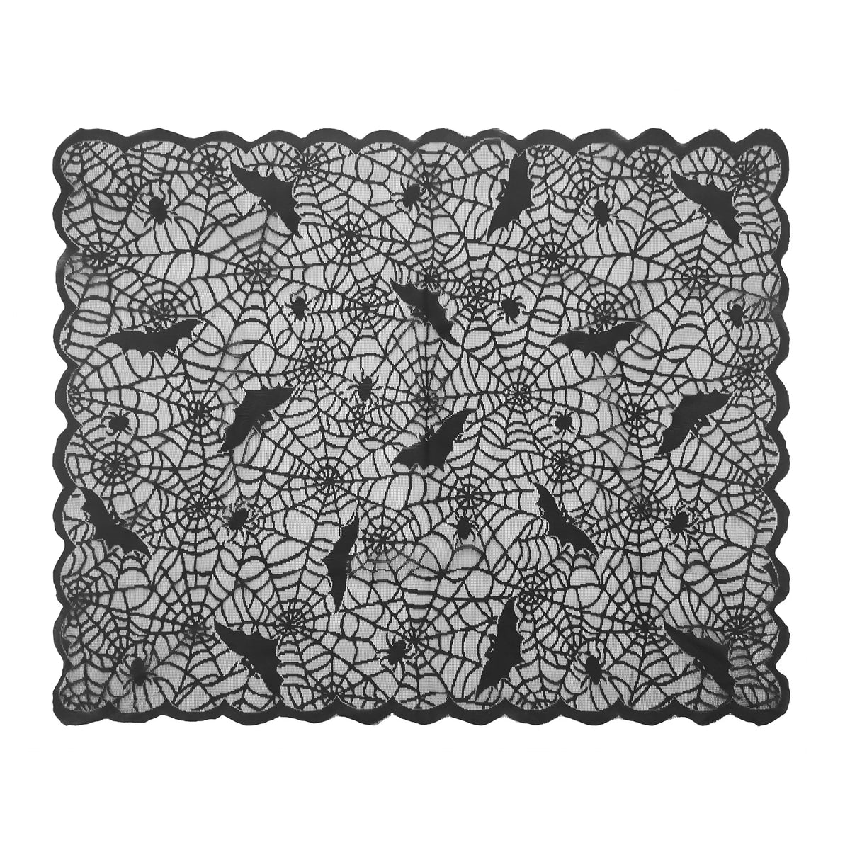 Halloween Lace Tablecloth – Bat & Skull Net Pattern for Party & Haunted House Decor