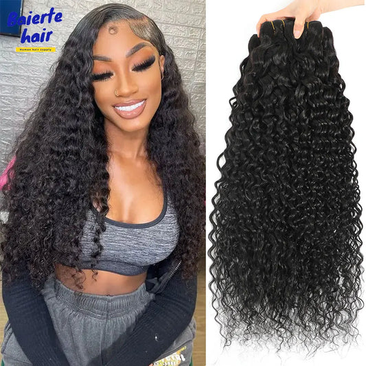 Brazilian Virgin Water Wave Hair Bundles – 100% Unprocessed Raw Human Hair, Wet & Wavy Curly