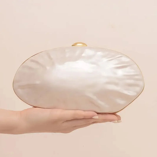 Acrylic Shell Clutch Bag – Pearl Frame Evening Purse for Weddings & Parties