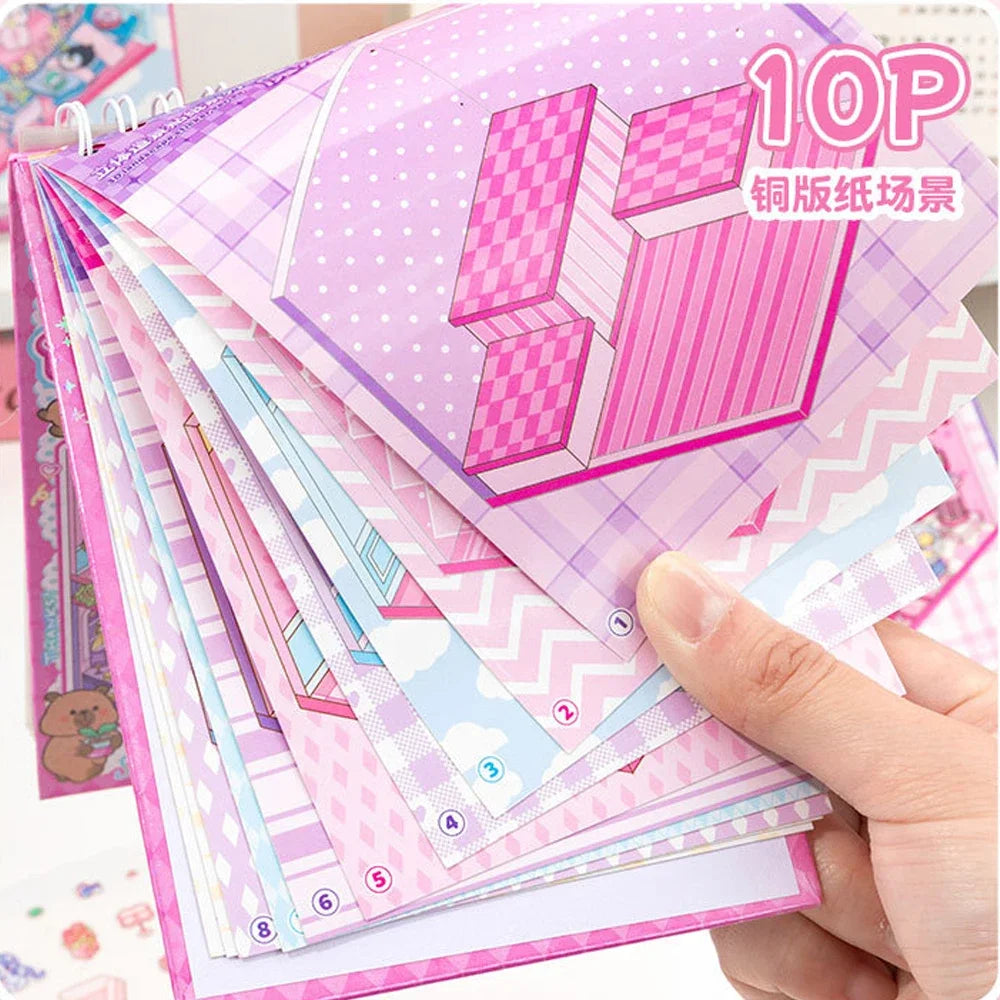 Mr. Paper 30Pcs 3d three-dimensional stacking miniature scene stickers scenery sticker book girls puzzle handmade diy stress