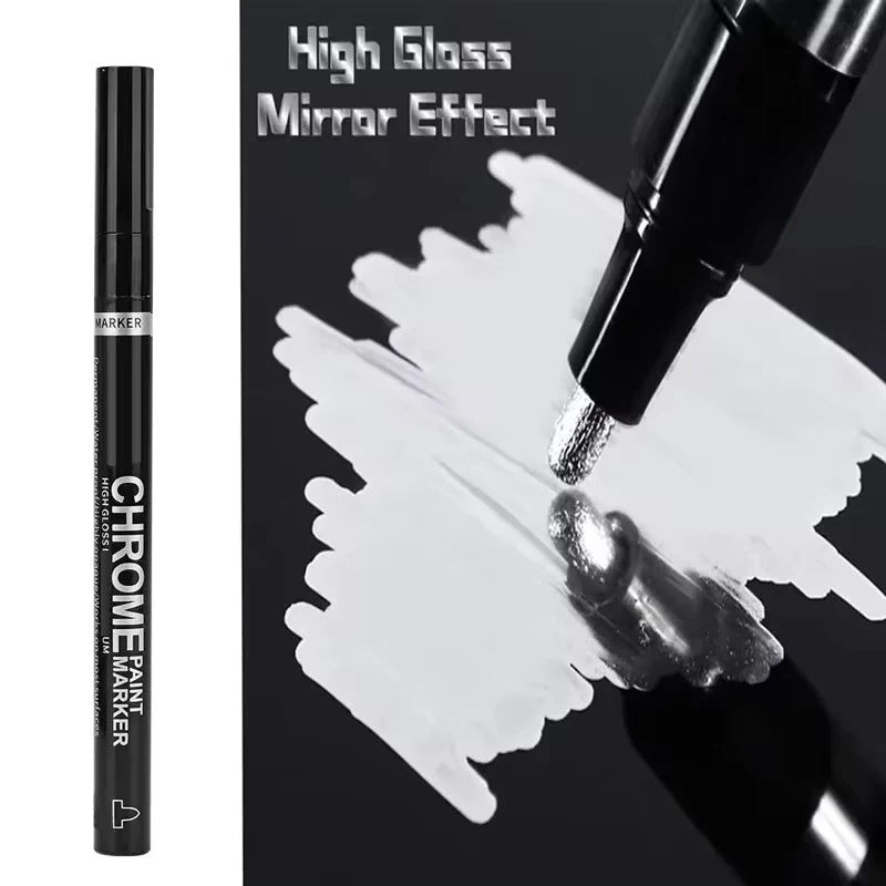 Chrome Mirror Paint Markers – Metallic Gold & Silver Liquid Ink Pens for Glass, Rock, Ceramic & Metal (1–5pcs, 2mm Nib)