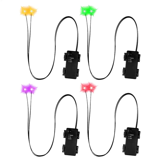 Halloween LED Glowing Eyes with Bendable Fiber & Auto Timer – Light-Up Skull, Pumpkin & Tombstone Props (4 Colors)