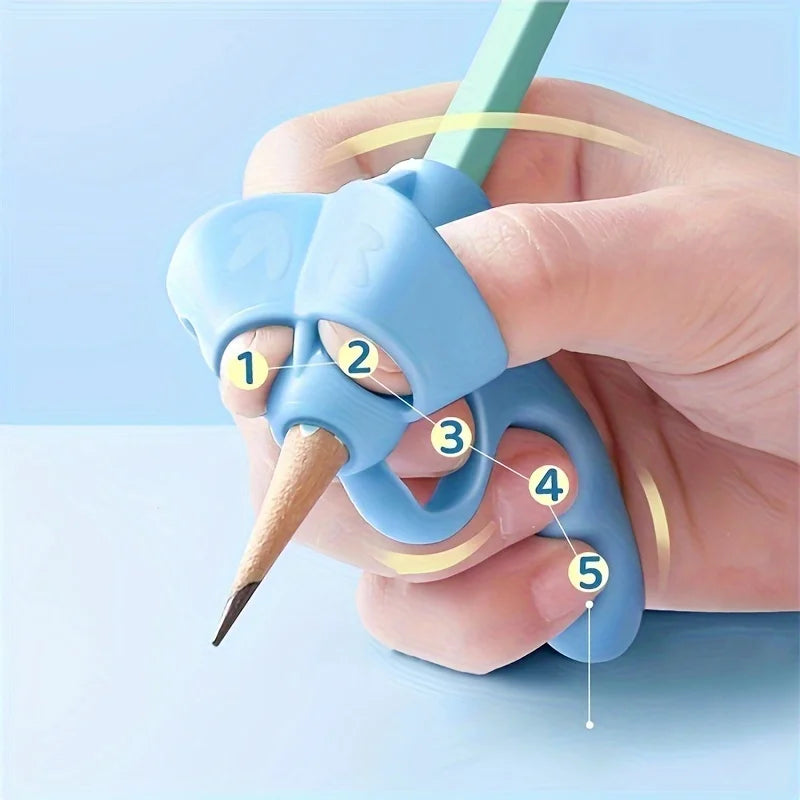 Pen Grip Corrector Set – 4pcs Soft Rubber Writing Posture Aid for Kids & Adults, Handwriting Correction Tool (Mixed Colours)