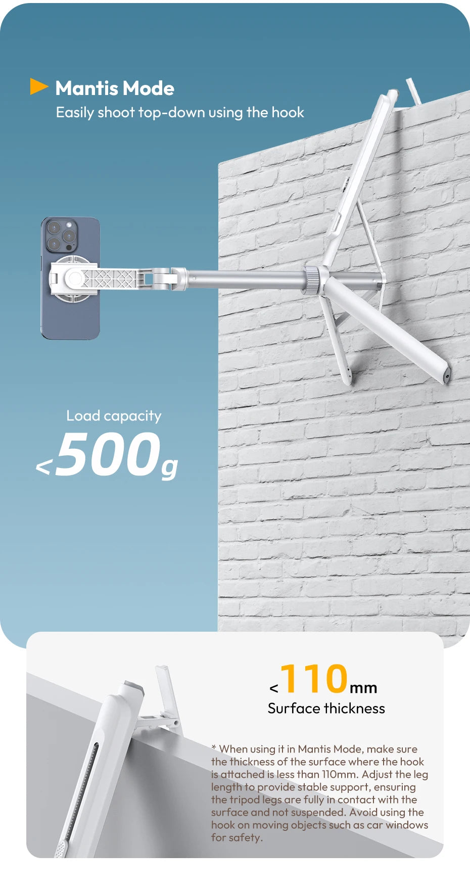 Overhead Phone Tripod with Remote